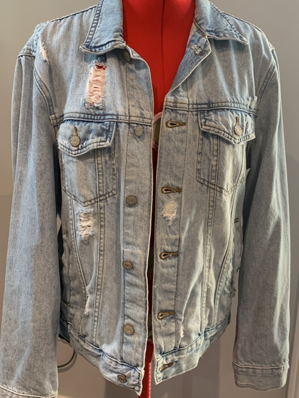 Guess Light Blue Distressed Denim Jacket